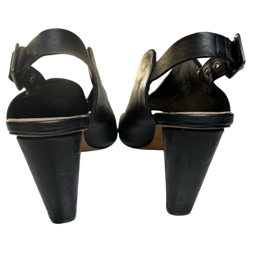 Vince Camuto women Black Leather Ankle Strap Open Toe block Heels pumps Size 11M - Picture 3 of 8